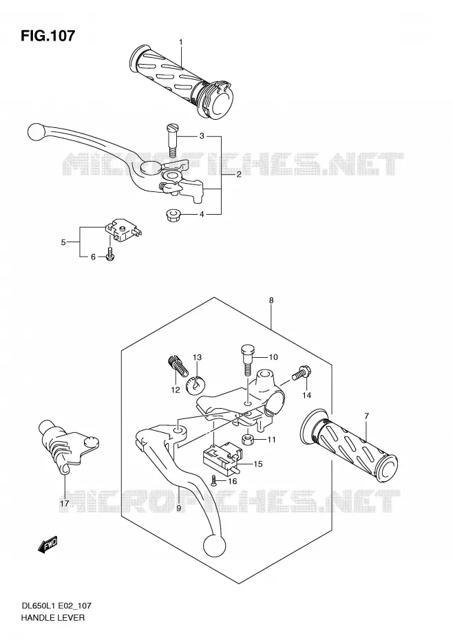 LEVERS - HANDGRIPS (DL650UEL1 E19) Suzuki MOTO 650 V-STROM 2011  DL650L1(E2)
