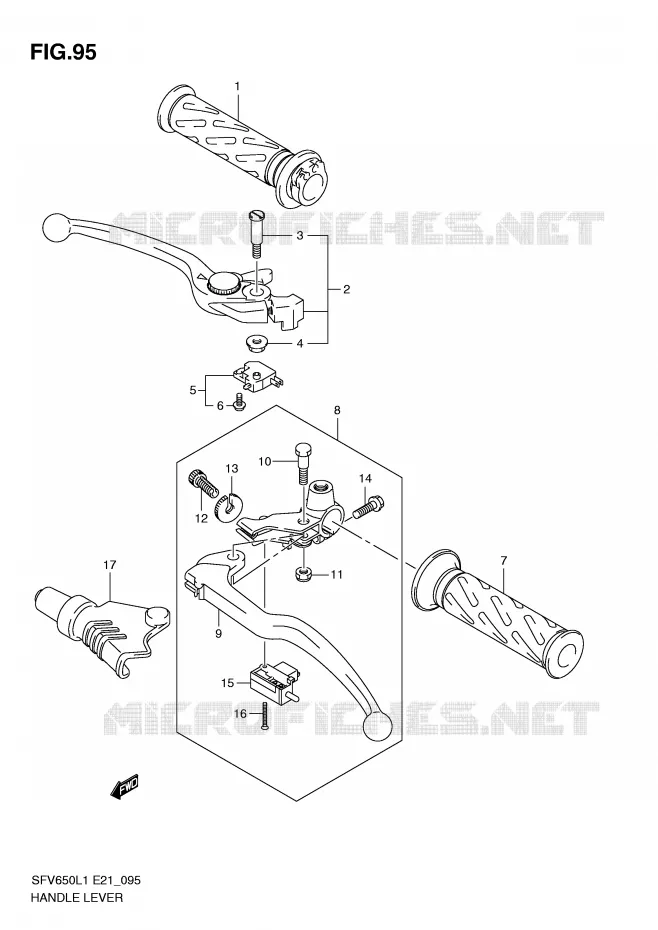 LEVERS - HANDGRIPS Suzuki MOTO 650 GLADIUS 2011  SFV650UL1(E21)