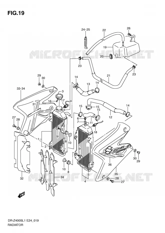 RADIATOR Suzuki MOTO 400 DR-Z 2011  DR-Z400SL1(E24)