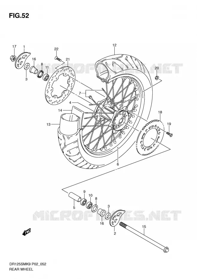 REAR WHEEL Suzuki MOTO 125 DR 2010  DR125SML0