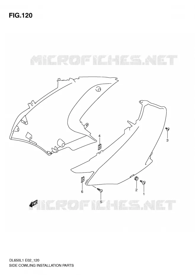 SIDE COWLING INSTALLATION PARTS Suzuki MOTO 650 V-STROM 2011  DL650AUEL1(E2)