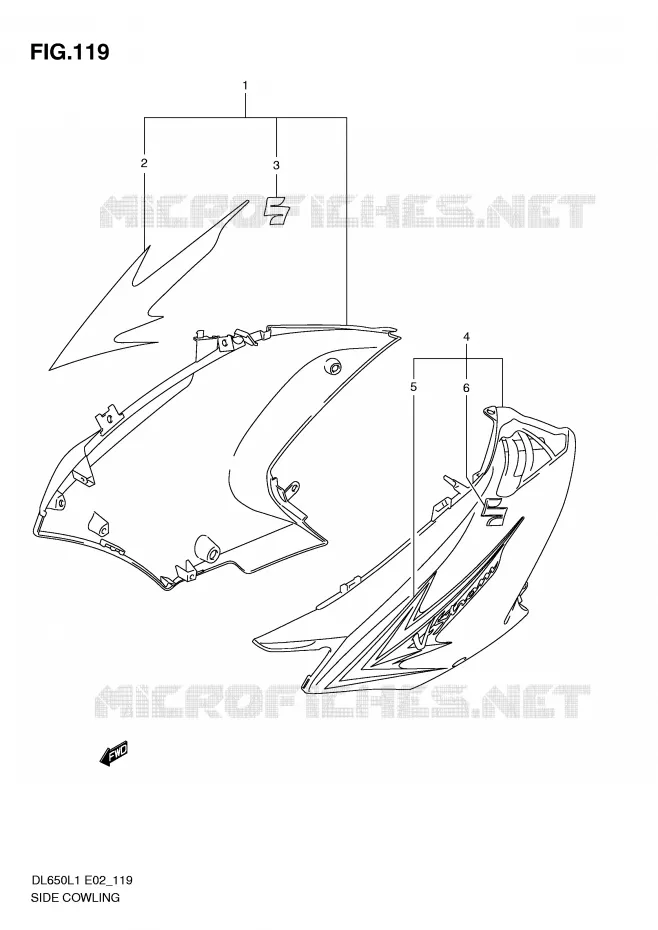 SIDE FAIRING Suzuki MOTO 650 V-STROM 2011  DL650AUEL1(E2)