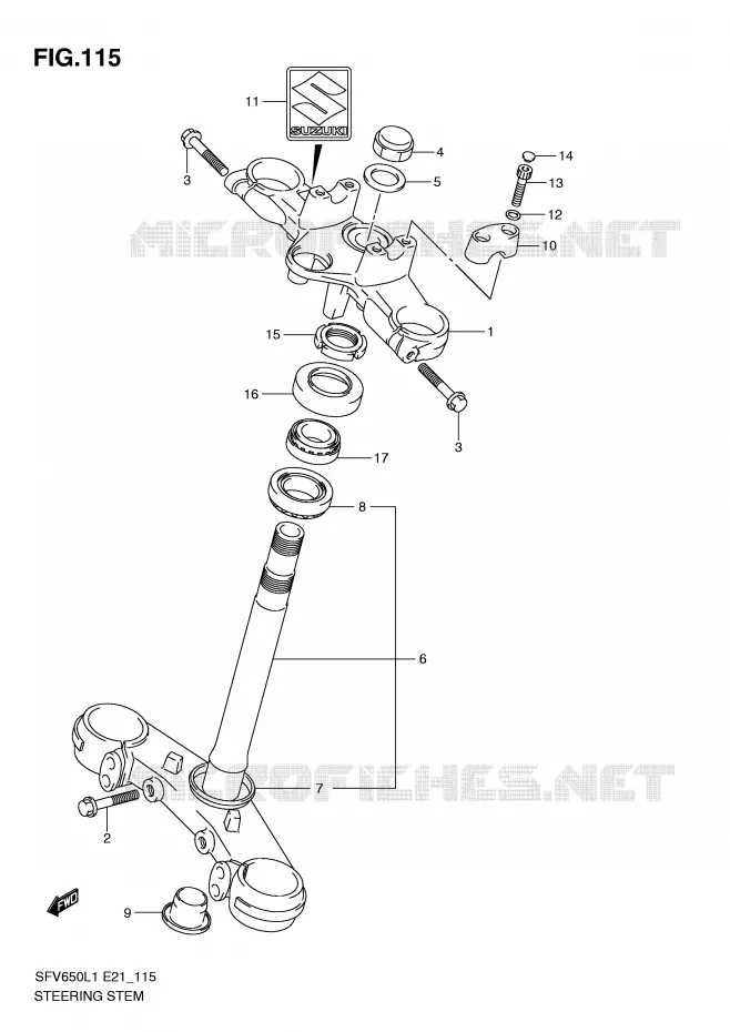 STEERING COLUMN Suzuki MOTO 650 GLADIUS 2011  SFV650AL1(E21)