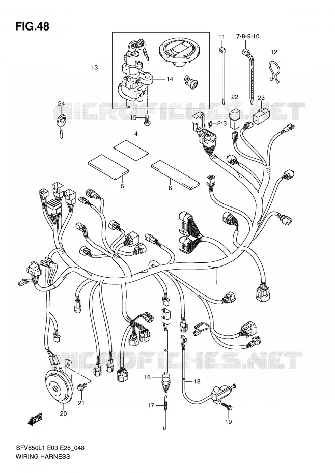 WIRING HARNESS (SFV650L1 E3) Suzuki MOTO 650 GLADIUS 2011  SFV650L1(E3/E28)