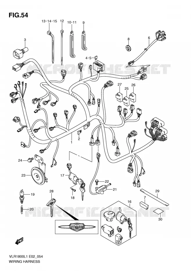 WIRING HARNESS (VLR1800L1 E19) Suzuki MOTO 1800 INTRUDER 2011  VLR1800TL1(E2)