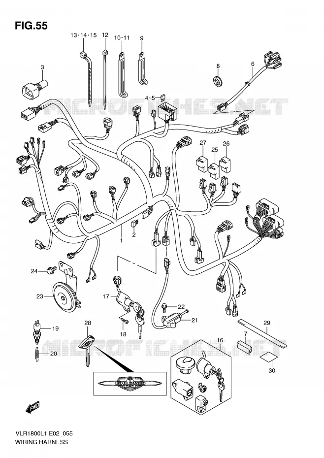 WIRING HARNESS (VLR1800L1 E24) Suzuki MOTO 1800 INTRUDER 2011  VLR1800TL1(E2)