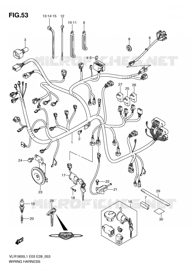 WIRING HARNESS (VLR1800TL1 E3) Suzuki MOTO 1800 BOULEVARD 2011  VLR1800TL1(E3/E28)