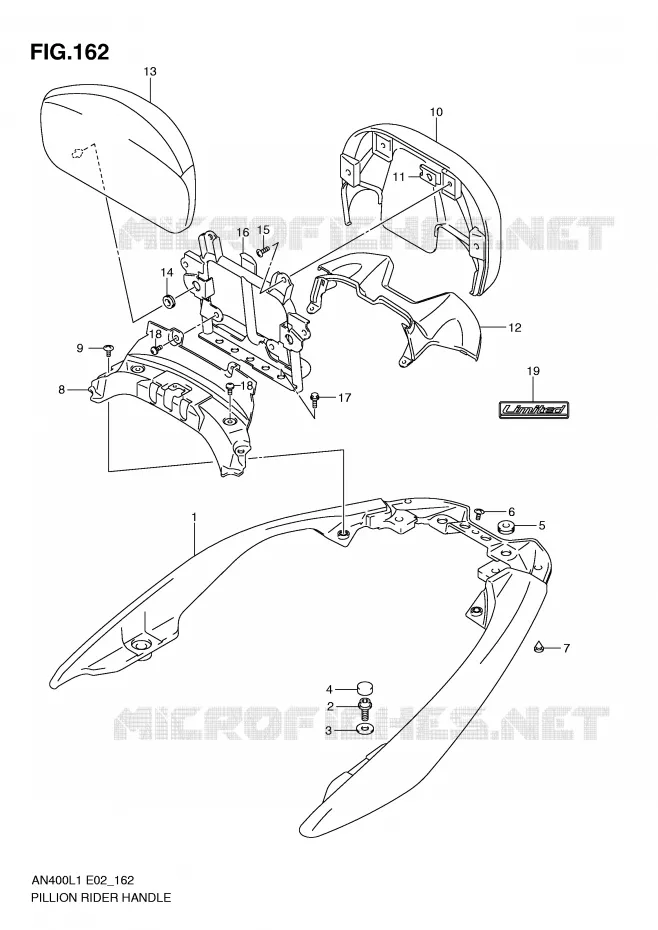 BACKREST (AN400ZAL1 E2) Suzuki SCOOTER 400 BURGMAN 2011  AN400L1(E2)