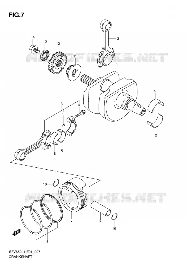 CRANKSHAFT Suzuki MOTO 650 GLADIUS 2011  SFV650UAL1(E21)