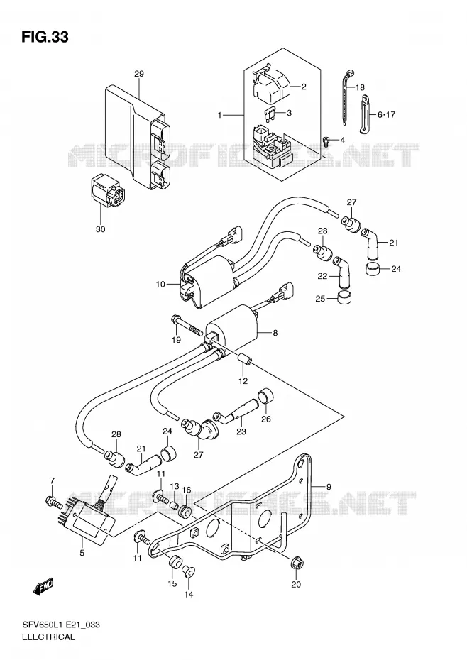ELECTRICAL (SFV650AL1 E21) Suzuki MOTO 650 GLADIUS 2011  SFV650L1(E21)