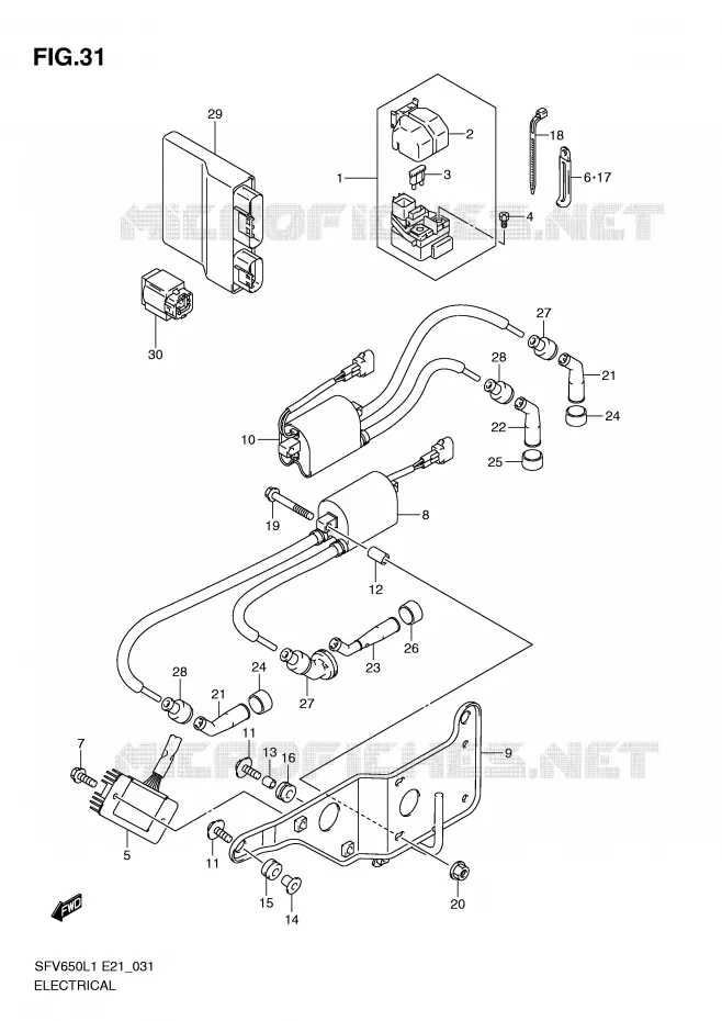 ELECTRICAL (SFV650L1 E21) Suzuki MOTO 650 GLADIUS 2011  SFV650AL1(E21)