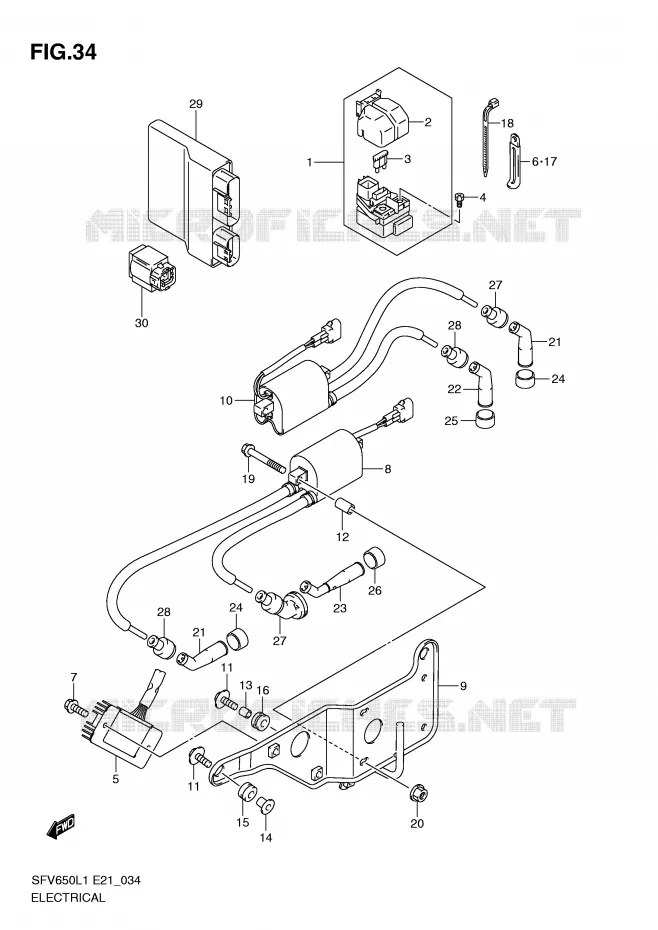 ELECTRICAL (SFV650UL1 E21) Suzuki MOTO 650 GLADIUS 2011  SFV650UAL1(E21)