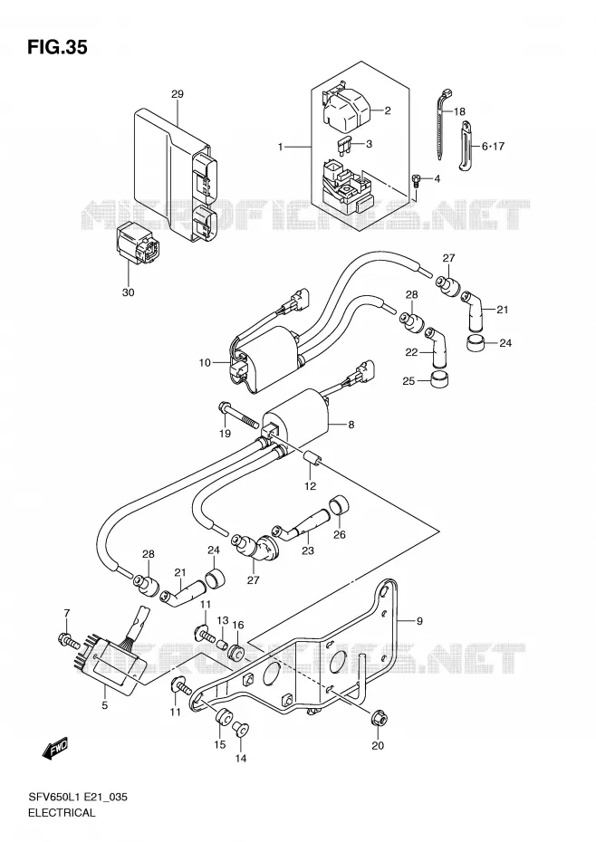 ELECTRICAL (SFV650UL1 E24) Suzuki MOTO 650 GLADIUS 2011  SFV650AL1(E21)