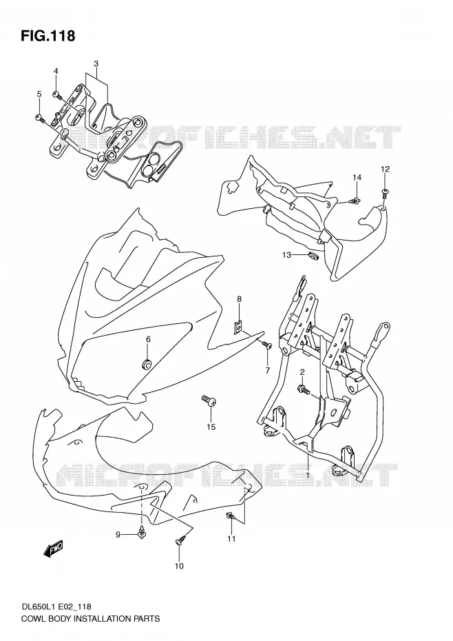 FAIRING INSTALLATION PARTS Suzuki MOTO 650 V-STROM 2011  DL650UEL1(E2)