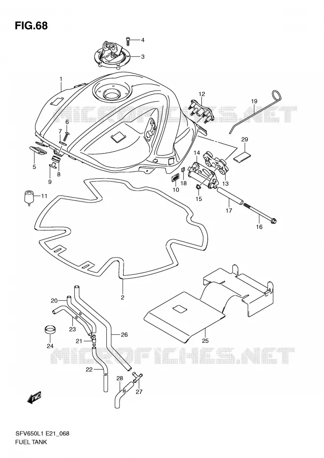 FUEL TANK (SFV650AL1 E21) Suzuki MOTO 650 GLADIUS 2011  SFV650L1(E21)