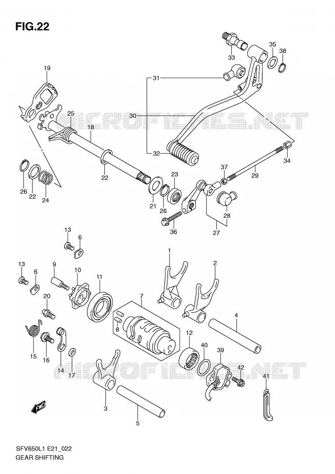 GEAR SHIFTING ASSY Suzuki MOTO 650 GLADIUS 2011  SFV650UAL1(E21)