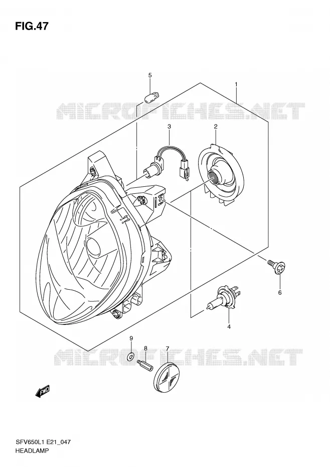 HEADLIGHT (SFV650UL1 E24) Suzuki MOTO 650 GLADIUS 2011  SFV650UL1(E21)