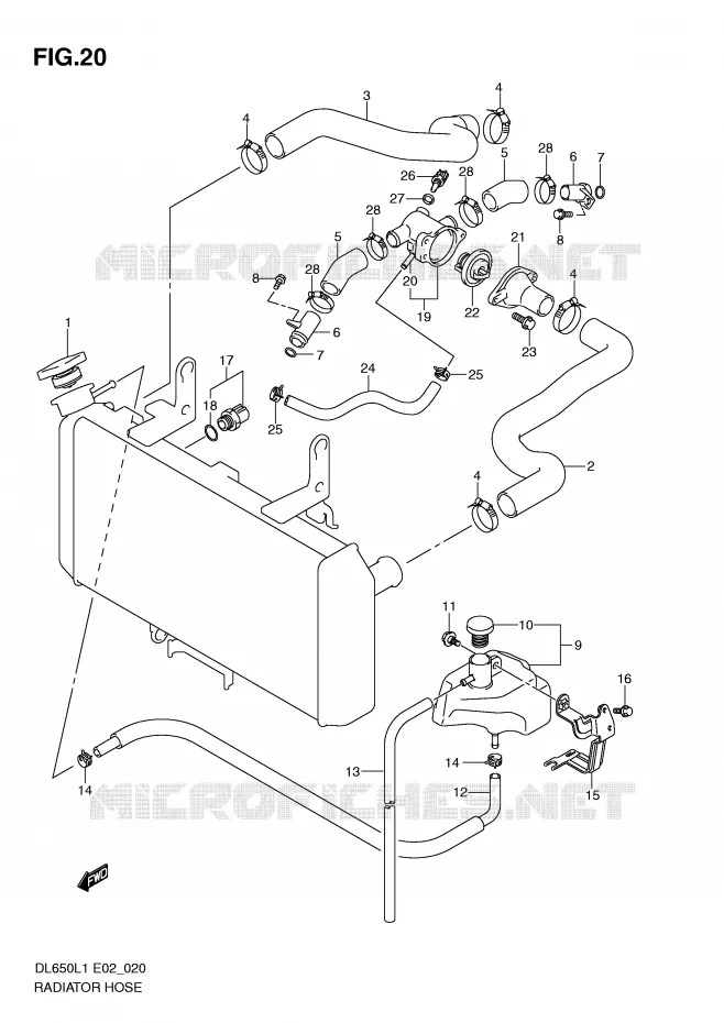 RADIATOR HOSE - EXPANSION TANK Suzuki MOTO 650 V-STROM 2011  DL650AL1(E2)