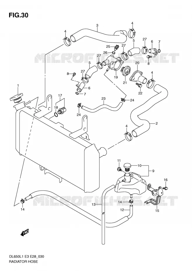 RADIATOR HOSE - EXPANSION TANK Suzuki MOTO 650 V-STROM 2011  DL650AL1(E3)