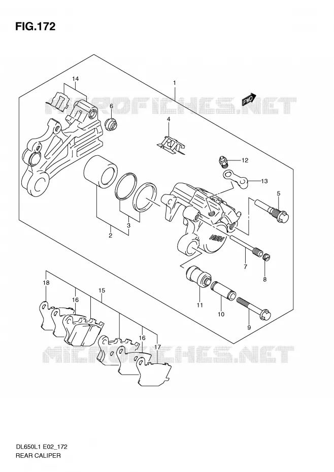 REAR CALIPER (DL650AL1 E2) Suzuki MOTO 650 V-STROM 2011  DL650AL1(E2)