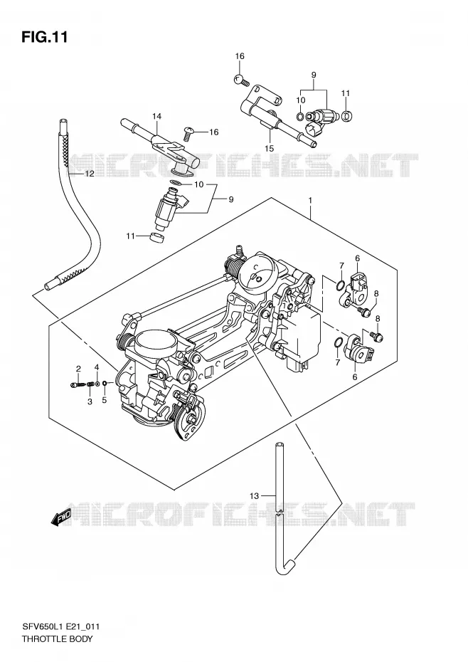 THROTTLE BODY Suzuki MOTO 650 GLADIUS 2011  SFV650UL1(E21)