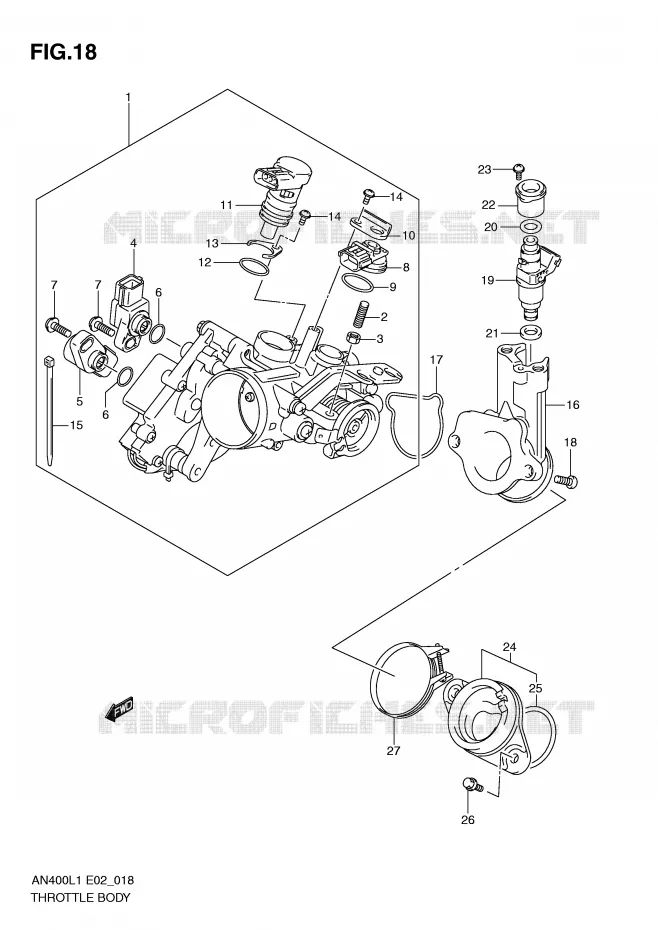 THROTTLE BODY Suzuki SCOOTER 400 BURGMAN 2011  AN400AL1(E2)