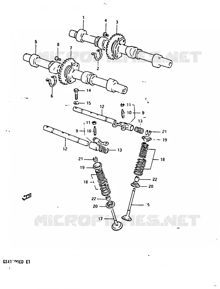 CAM SHAFT - VALVE (MODEL D) Suzuki MOTO 1100 GSX-E 1983  GSX1100ESD(Z/D)