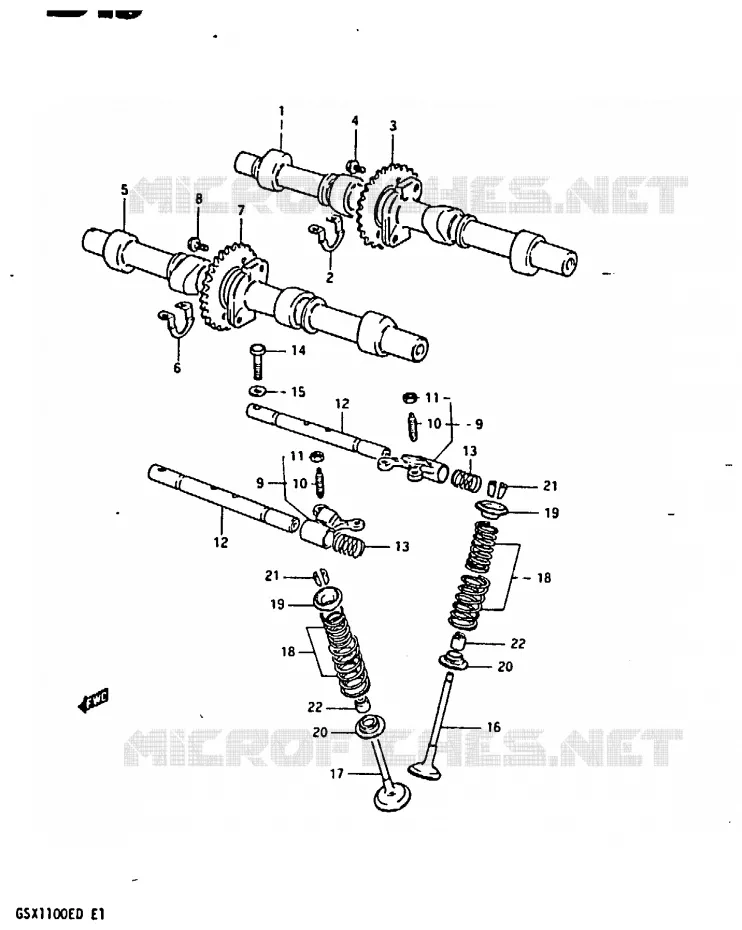 CAM SHAFT - VALVE (MODEL Z) Suzuki MOTO 1100 GSX-E 1982  GSX1100EZ(Z/D)
