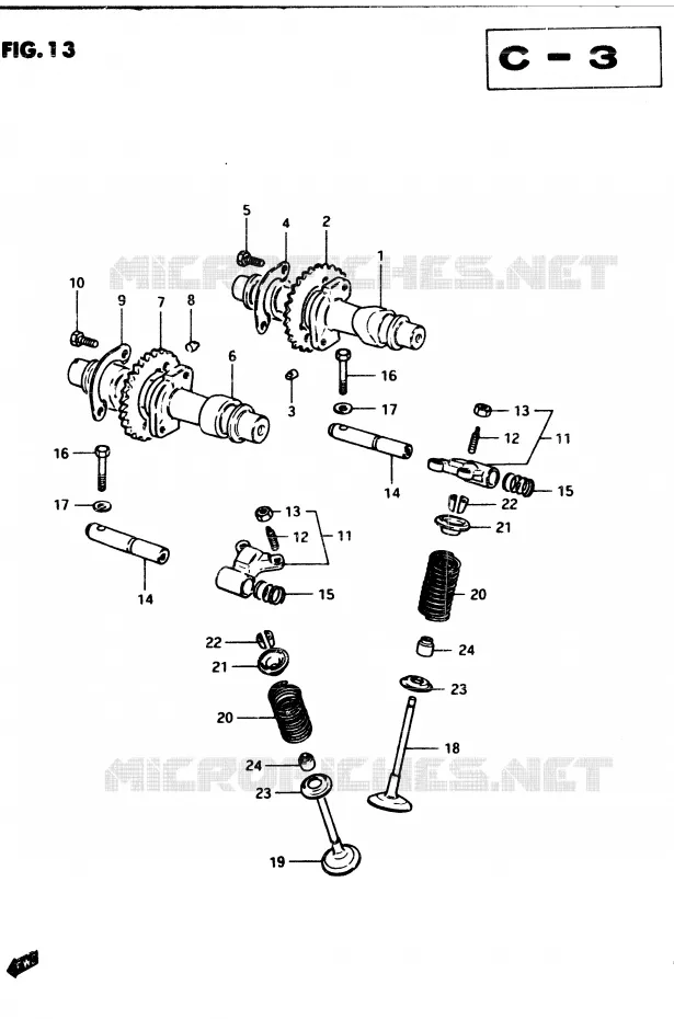 CAM SHAFT - VALVE Suzuki MOTO 250 GSX 1982  GSX250EZ(Z/D)