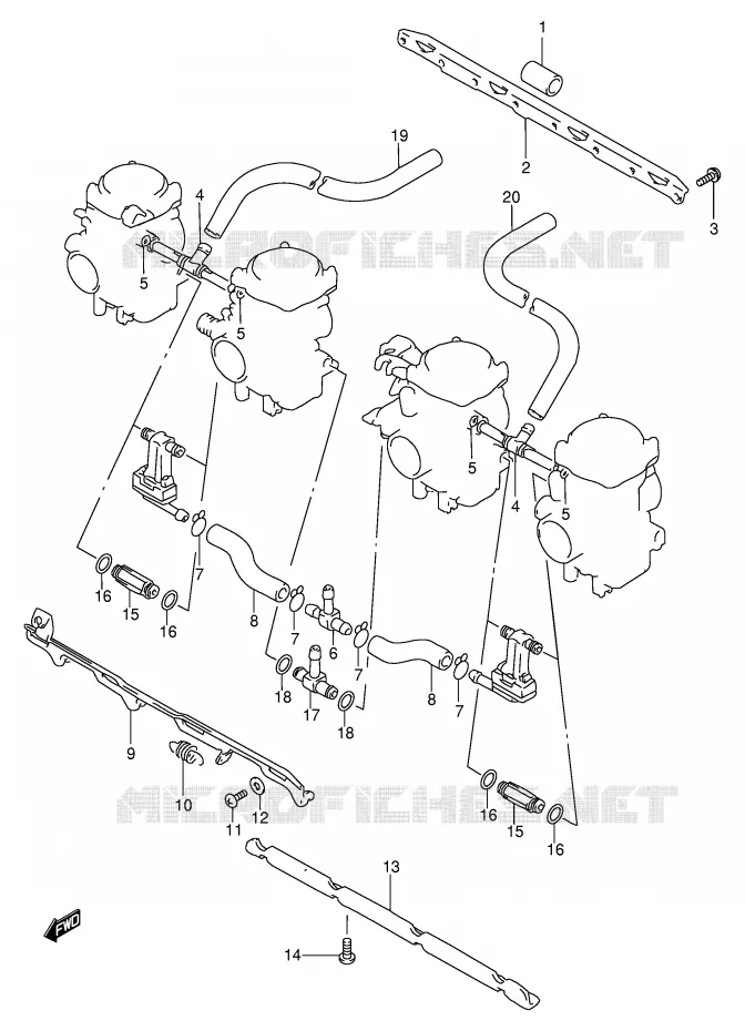 CARBURETOR FITTINGS (MODEL S) Suzuki MOTO 600 BANDIT 1999  GSF600UX(E2)