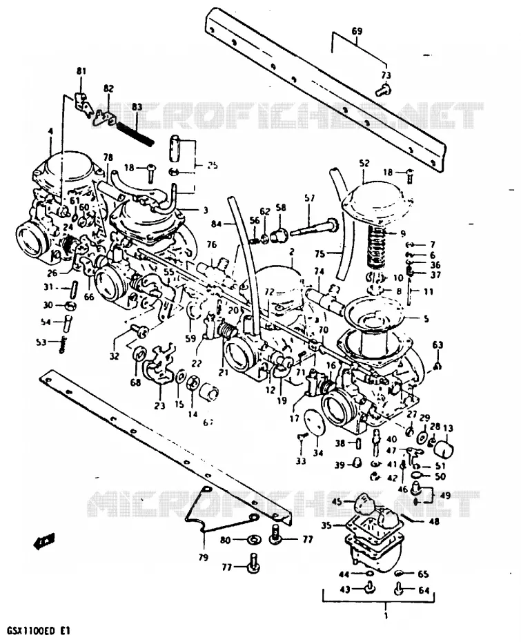 CARBURETOR (MODEL D) Suzuki MOTO 1100 GSX-E 1983  GSX1100ED(Z/D)