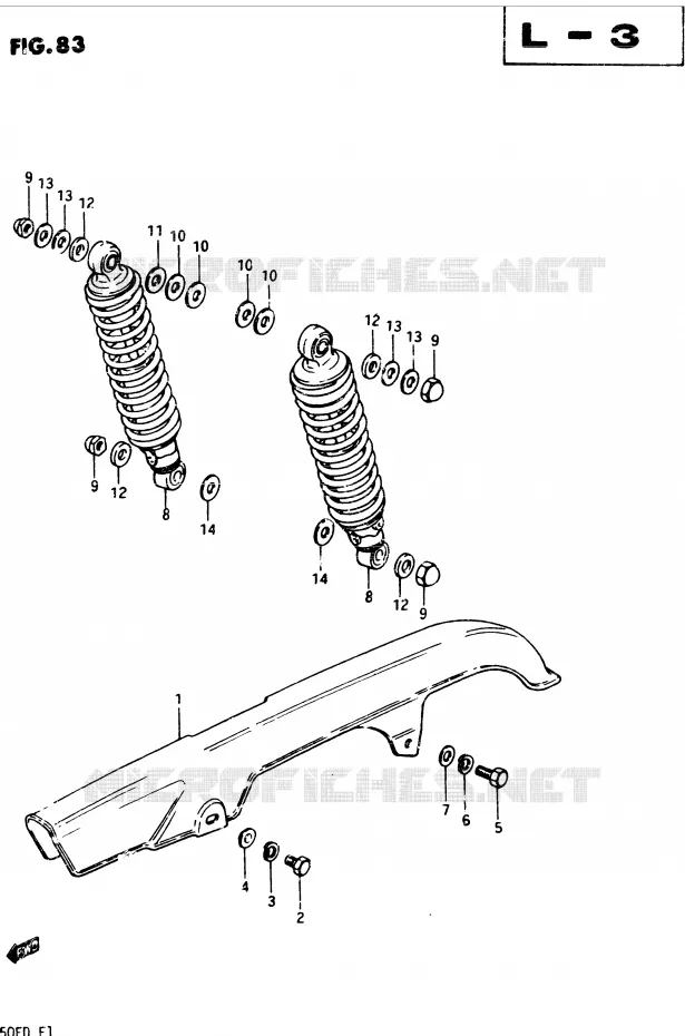CHAIN GUARD - REAR SHOCK ABSORBER Suzuki MOTO 250 GSX 1982  GSX250SZ(Z/D)