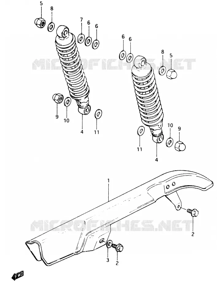 CHAIN GUARD - REAR SHOCK ABSORBER Suzuki MOTO 400 GSX 1983  GSX400FD