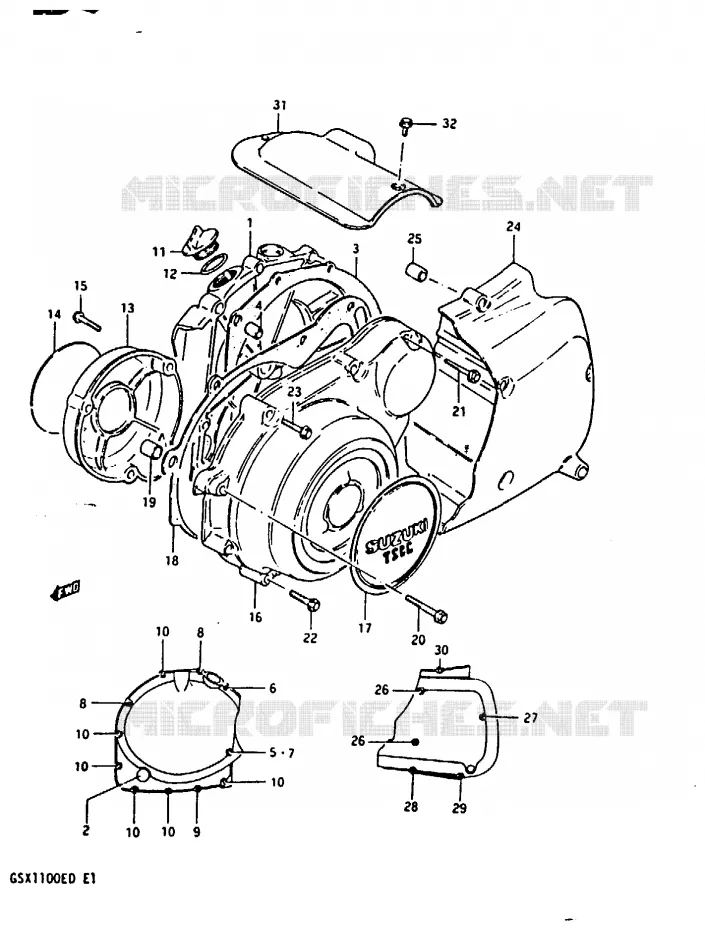 CRANKCASE COVER (MODEL Z) Suzuki MOTO 1100 GSX 1982  GSX1100Z(Z/D)