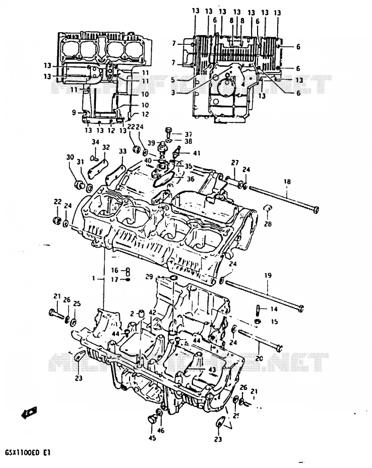 CRANKCASE (MODEL Z) Suzuki MOTO 1100 GSX 1982  GSX1100Z(Z/D)
