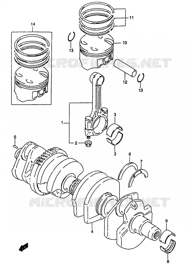 CRANKSHAFT Suzuki MOTO 1200 BANDIT 2000  GSF1200SAY(T/V/W/X/Y)