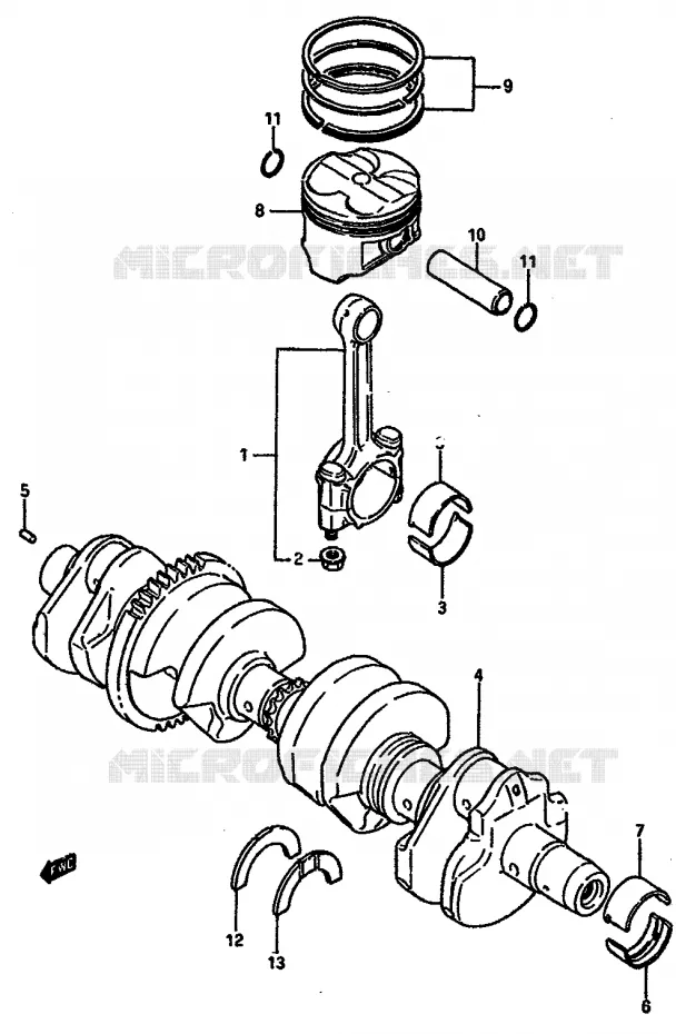 CRANKSHAFT Suzuki MOTO 750 GSX-R 1986  GSX-750G(F/G/H) E34