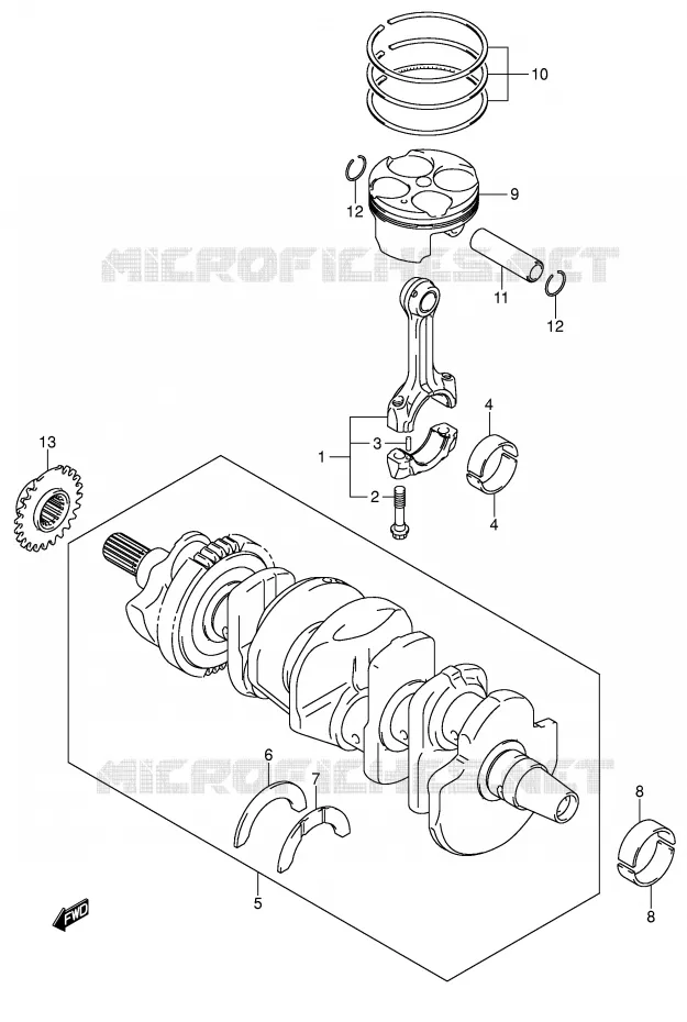 CRANKSHAFT Suzuki MOTO 750 GSX-R 2005  GSX-R750U2XK5(E2)
