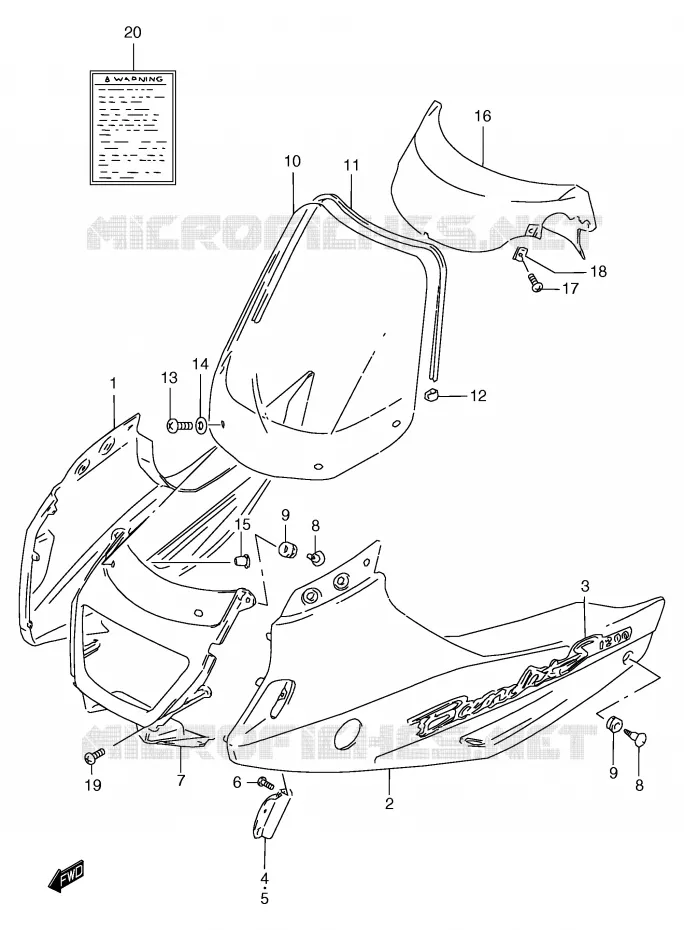 FAIRING (GSF1200SW/SAW) Suzuki MOTO 1200 BANDIT 1997  GSF1200V(E2)