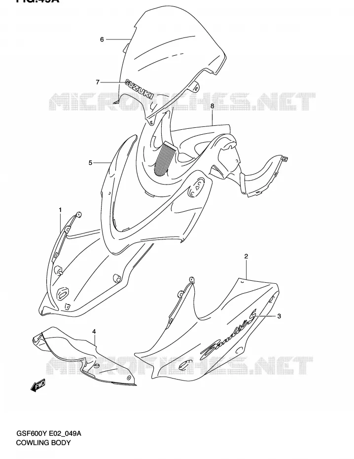 FAIRING (GSF600SK2/SUK2) Suzuki MOTO 600 BANDIT 2000  GSF600SUY(E2)