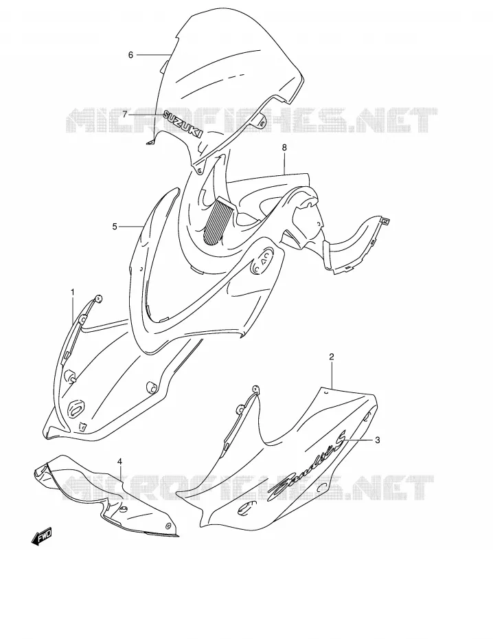 FAIRING (GSF600SK4/SUK4) Suzuki MOTO 600 BANDIT 2004  GSF600K4(E2)