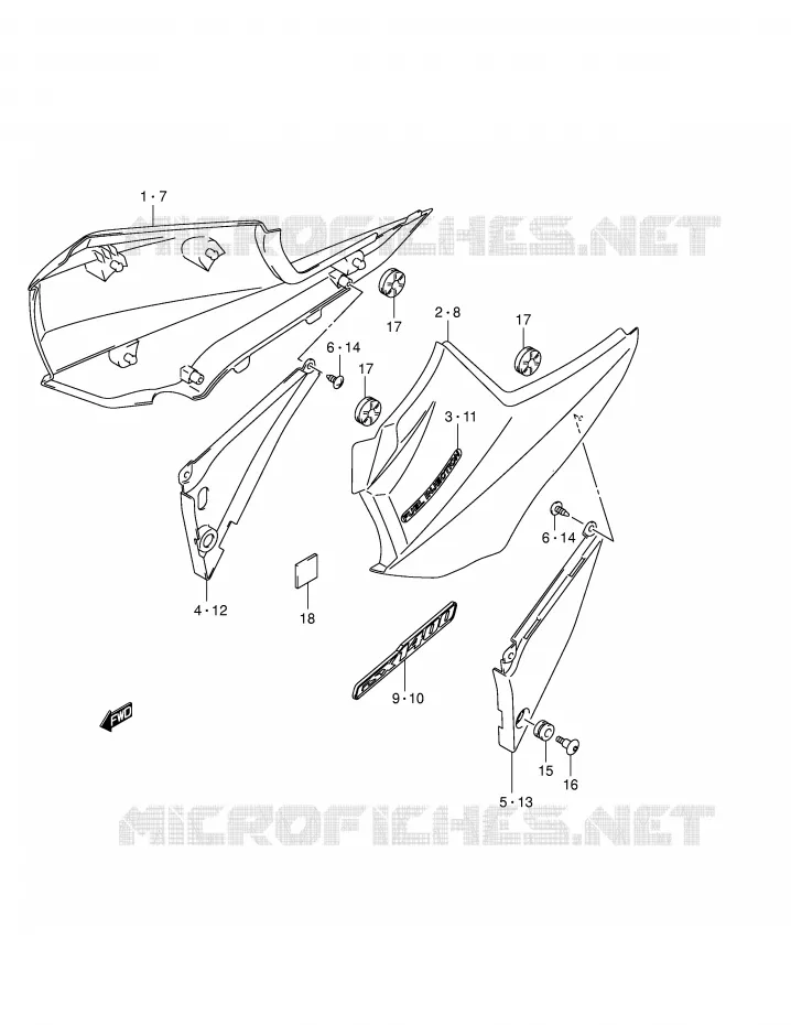 FAIRING (MODEL K4/K5) Suzuki MOTO 1400 GSX 2004  GSX1400U1K4(E2)