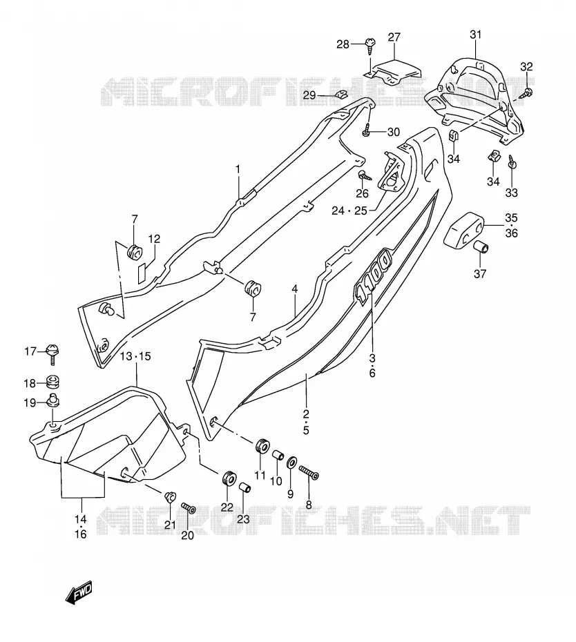 FAIRING (MODEL V/W) Suzuki MOTO 1100 GSX-R 1996  GSX-R1100WSKT(E28)