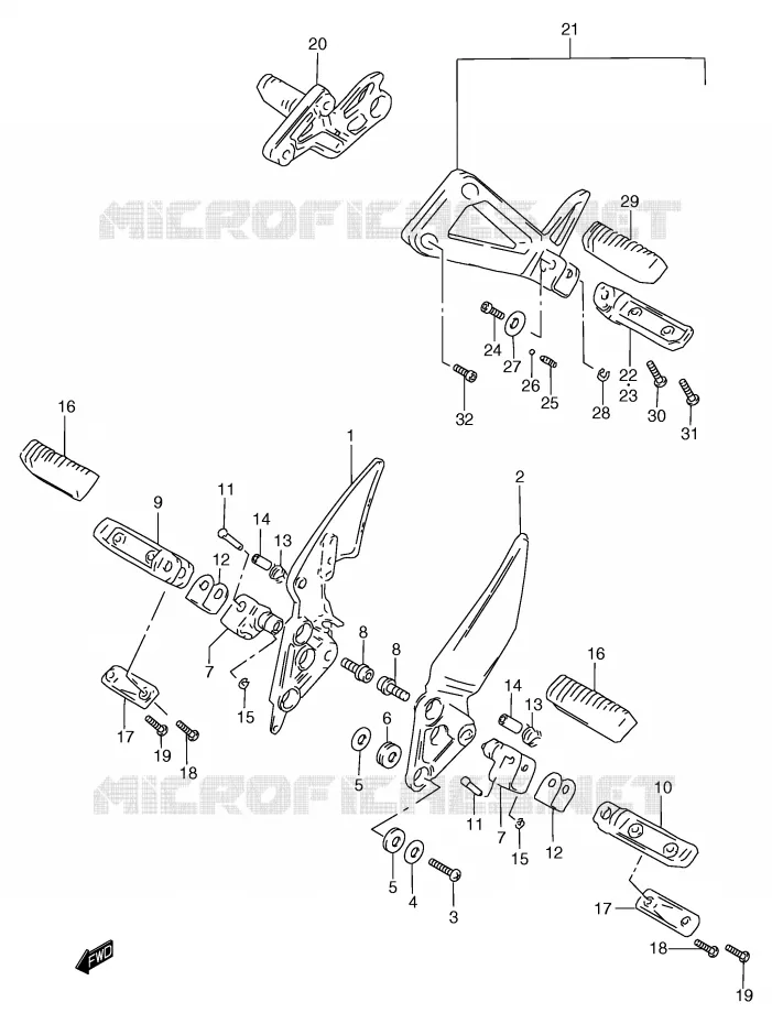 FOOTREST (MODEL V/W/X) Suzuki MOTO 1200 BANDIT 1996  GSF1200T(E2)