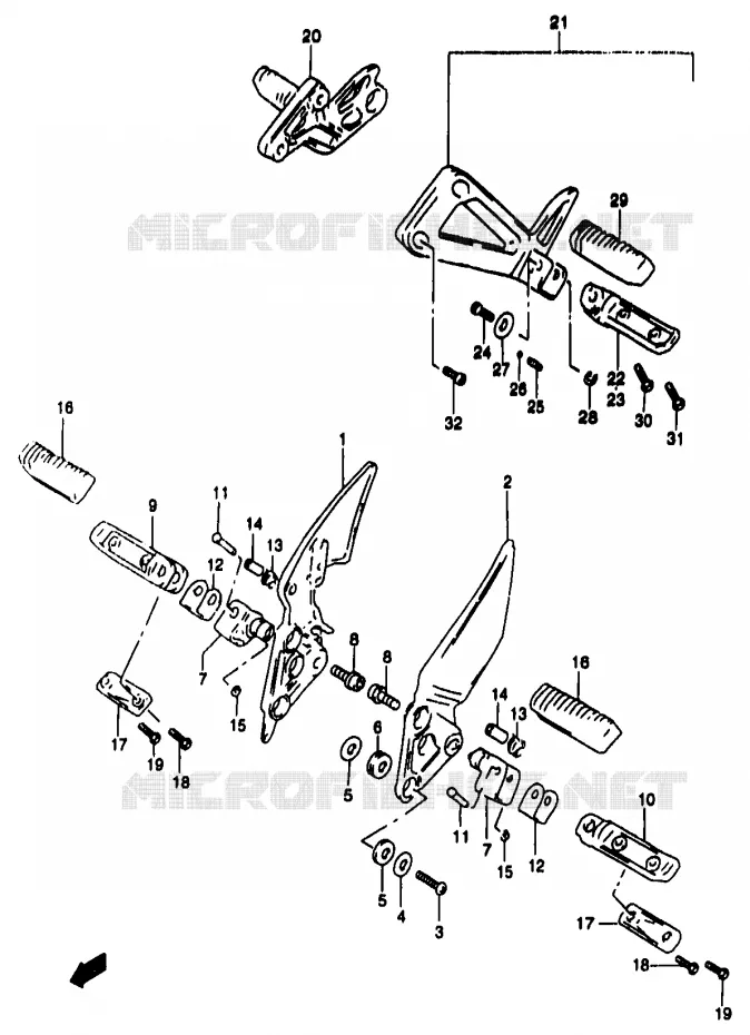 FOOTREST (MODEL V/W/X) Suzuki MOTO 1200 BANDIT 1997  GSF1200V(T/V/W/X/Y)