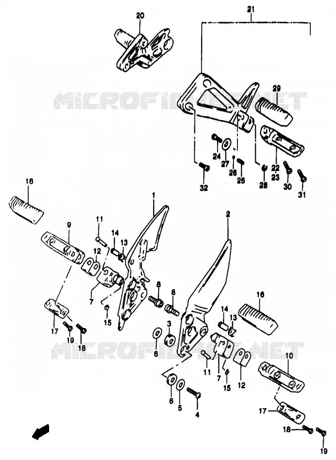 FOOTREST (MODEL Y) Suzuki MOTO 1200 BANDIT 1996  GSF1200T(T/V/W/X/Y)