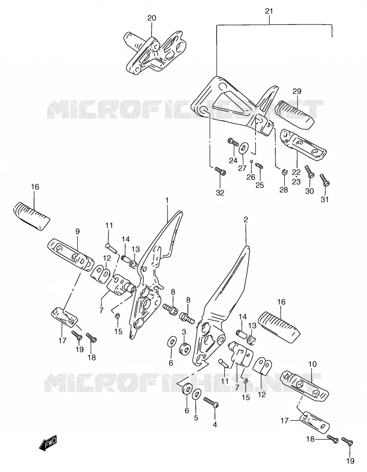 FOOTREST (MODEL Y) Suzuki MOTO 1200 BANDIT 1998  GSF1200W(E2)