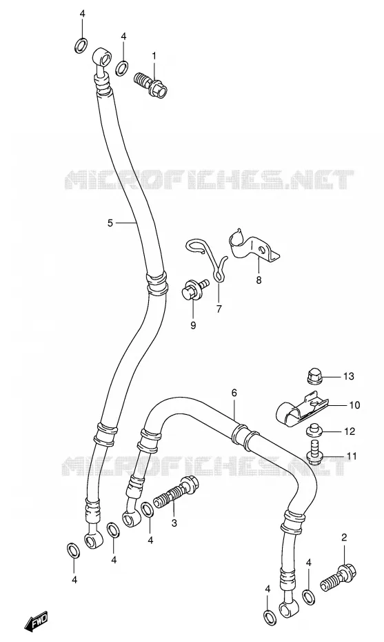 FRONT BRAKE HOSE (MODEL S/T/V/W) Suzuki MOTO 1100 GSX-R 1993  GSX-R1100WP(E2)
