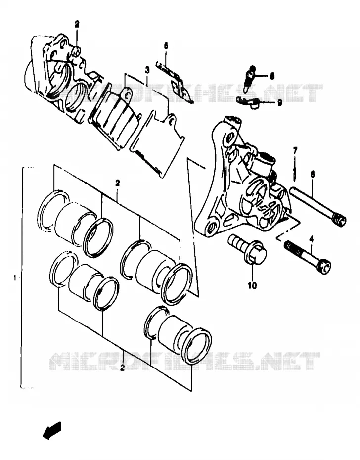 FRONT CALIPER (GSF1200SAV/SAW/SAX/SAY) Suzuki MOTO 1200 BANDIT 1996  GSF1200SAT(T/V/W/X/Y)