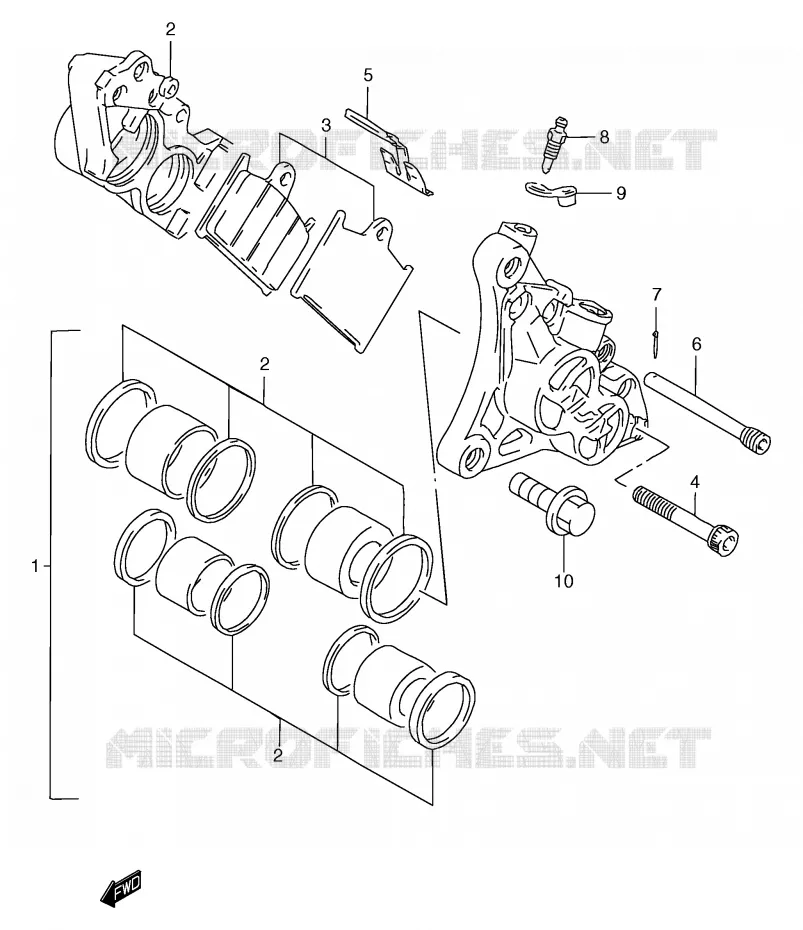 FRONT CALIPER (GSF1200SAV/SAW/SAX/SAY) Suzuki MOTO 1200 BANDIT 1998  GSF1200SAW(E2)